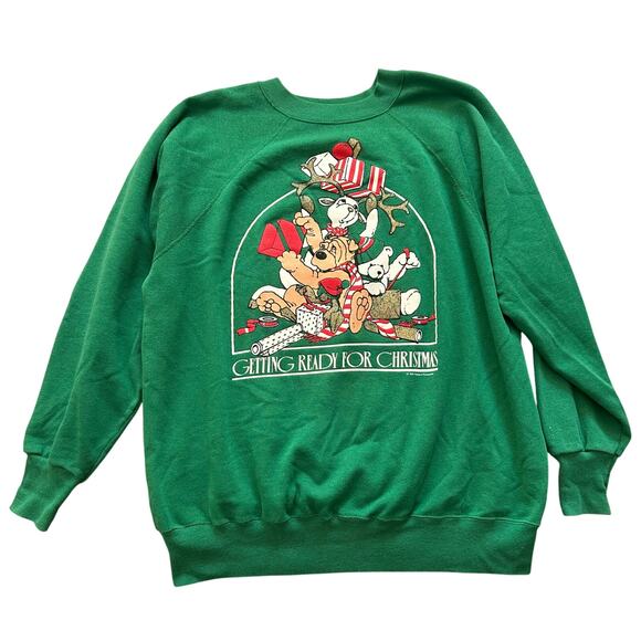 Vintage 1989 Getting Ready For Christmas 3D Graphics Sweatshirt XL - Picture 1 of 7